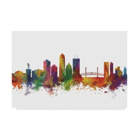 Michael Tompsett 'Jacksonville Florida Skyline Ii' Canvas Art,12x19